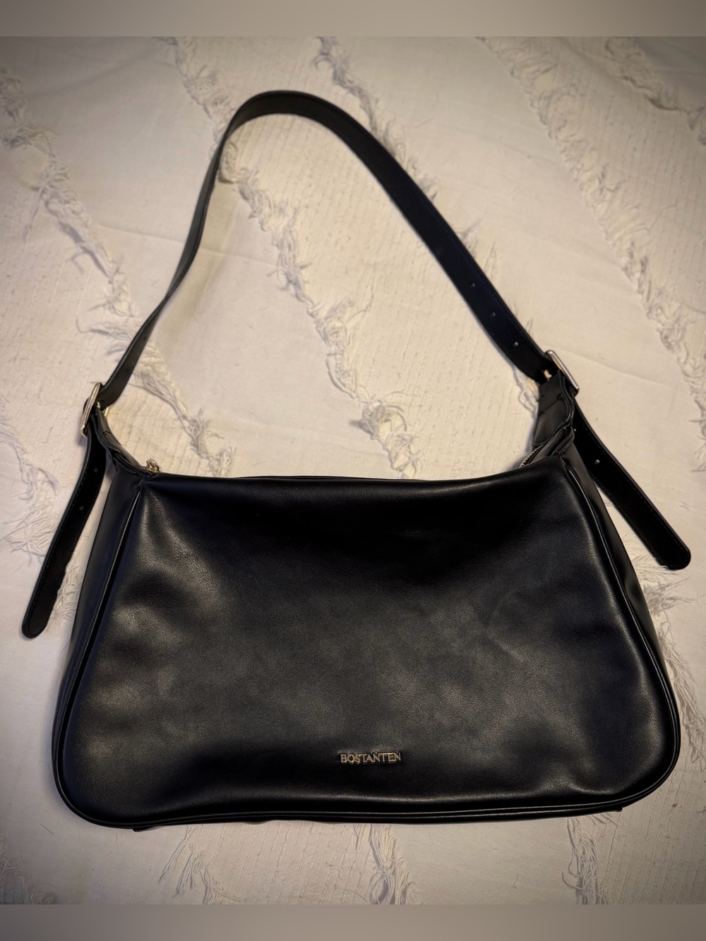 Bostanten Black SOFTEST Leather Shoulder Bag with Adjustable Strap